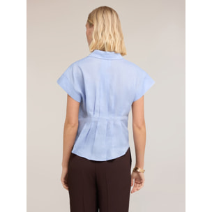 Motivi - Camicia in lino con pieghe - Azzurro