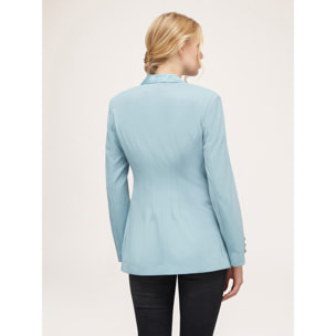 Motivi - Chaqueta de abotonadura sencilla con inserciones de raso - Light - blue