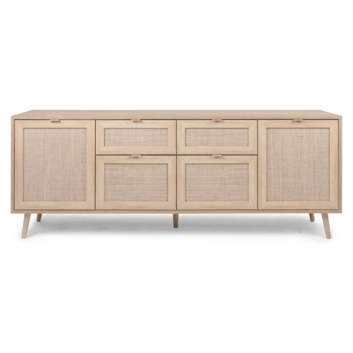 Buffet avec tiroirs et placards effet cannage CARINA