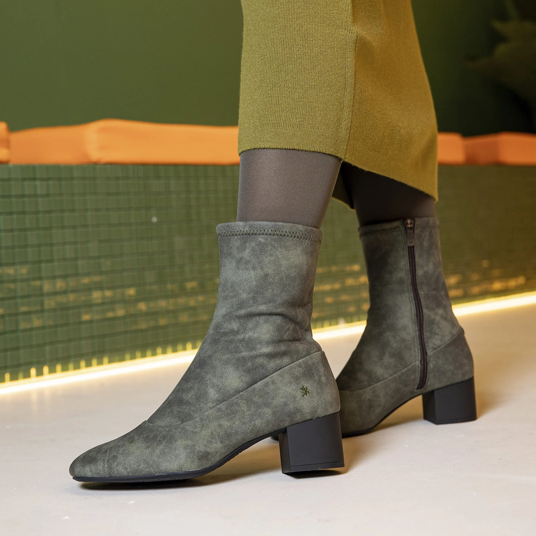 Botines con tacón 2143 ELDER PU KAKI/ MURAT color Kaki