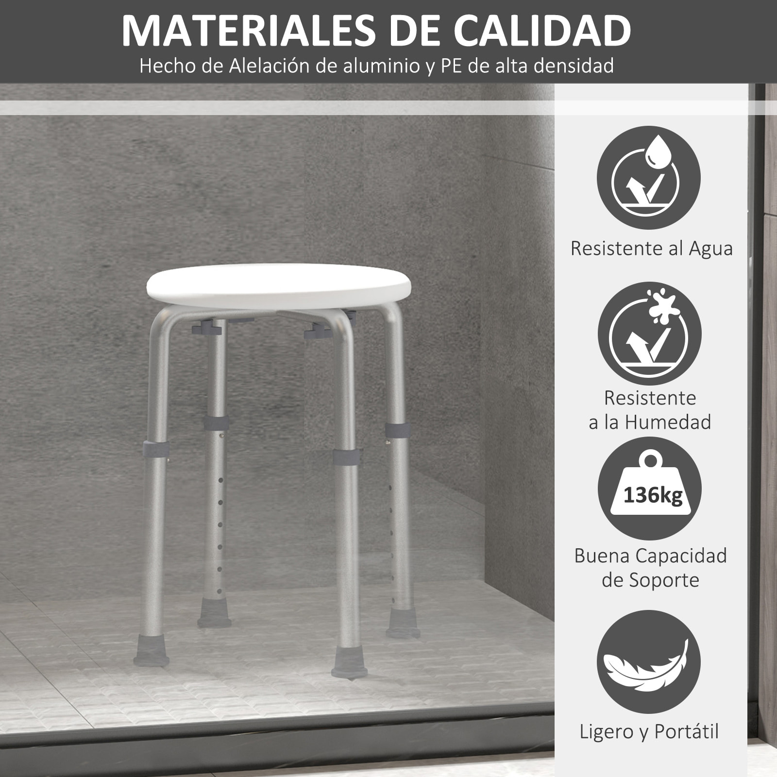 Taburete Ducha baño Silla de Ducha Ayuda Abuelos 3º Edad movilidad reducida