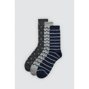 Confezione da 3 calzini di lana con motivo geometrico