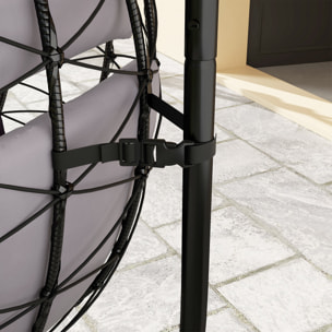 Silla Colgante Huevo con Soporte Columpio Jardín Exterior con Cesta Plegable Cojín y Reposacabezas Columpio Colgante para Interior y Exterior Carga 120 kg Gris