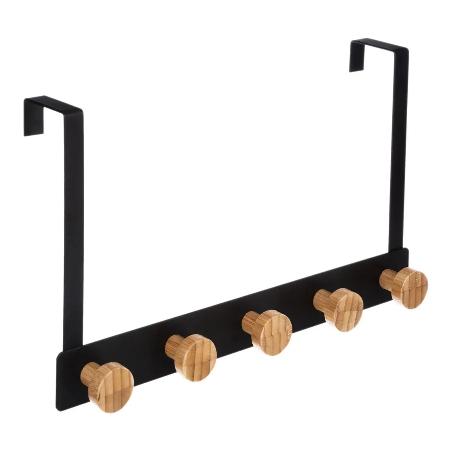 Patère 5 têtes métal et bambou noir