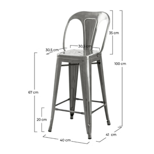 Lot de 2 chaises pour îlot central 67 cm en métal chrome - Indus