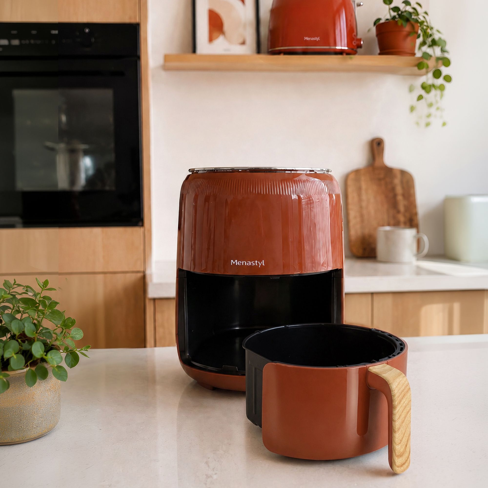 Friteuse à air chaud 4.5lcolorama brique avec poignée finition bois