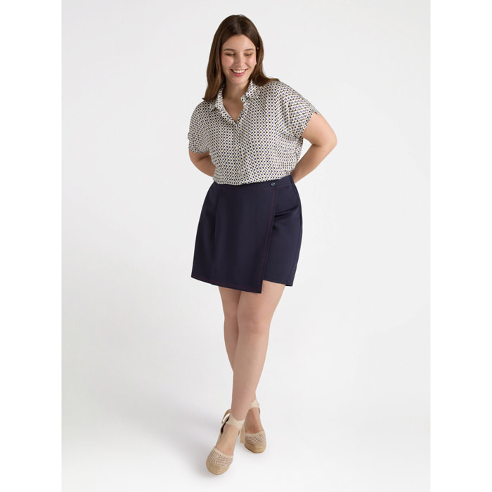 Fiorella Rubino - Falda pantalón cruzada mini - Azul