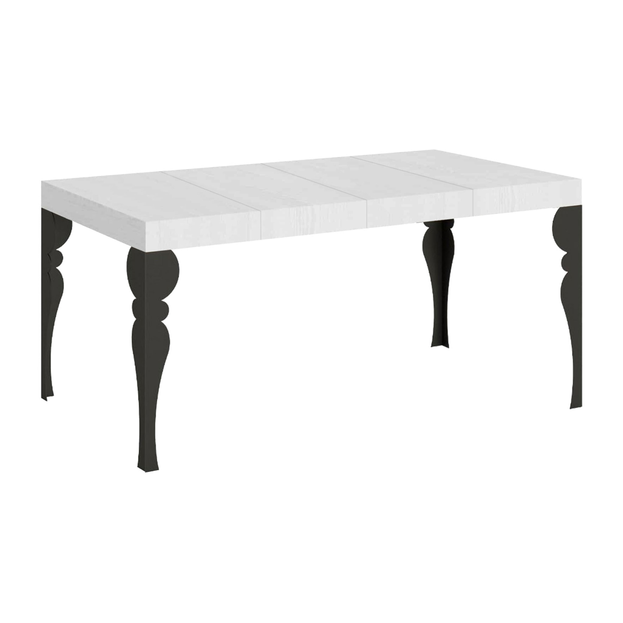 Table extensible 90x120/224 cm Paxon Premium Frêne Blanc cadre Anthracite