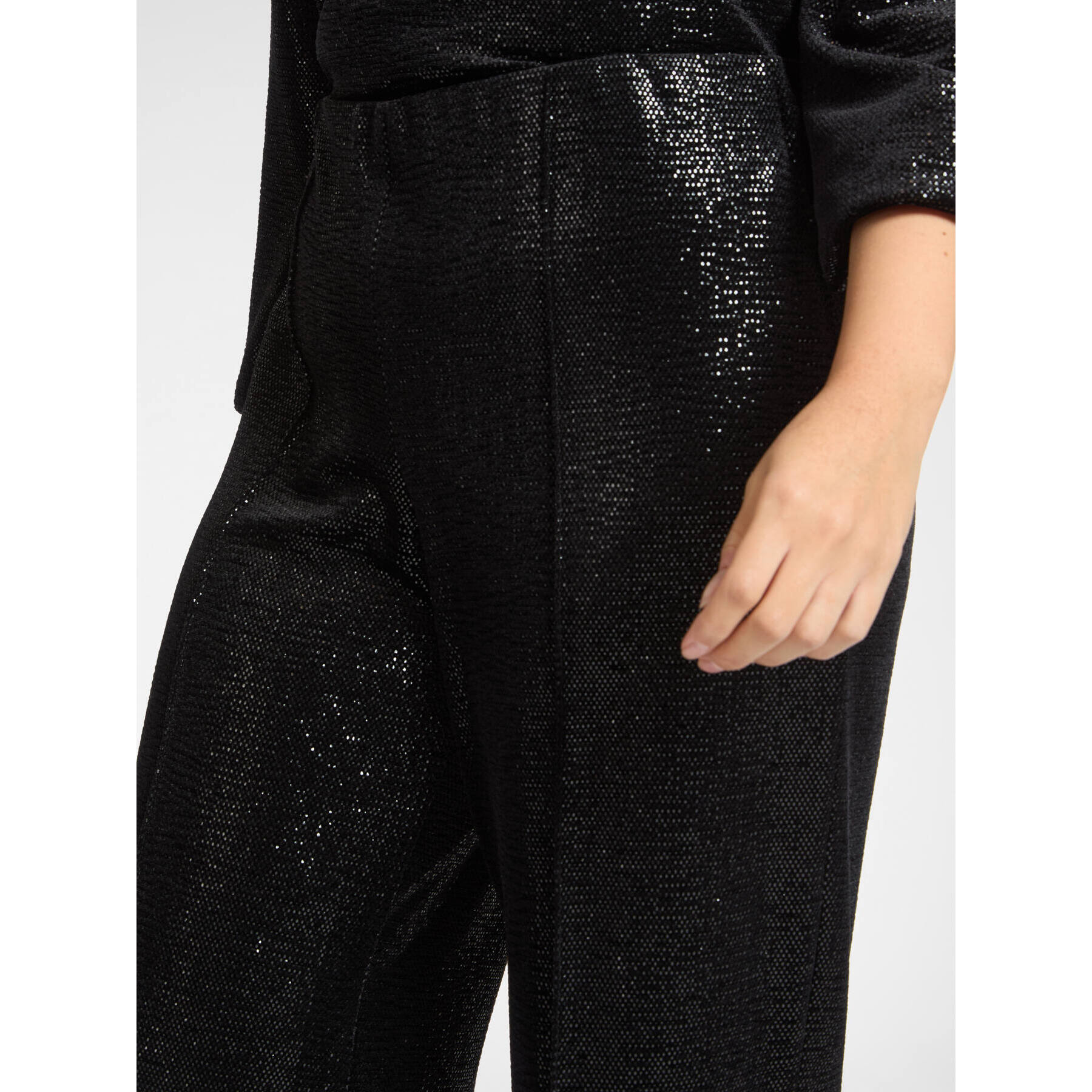 Elena Mirò - Pantaloni palazzo in ciniglia laminata - Nero