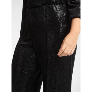 Elena Mirò - Pantaloni palazzo in ciniglia laminata - Nero
