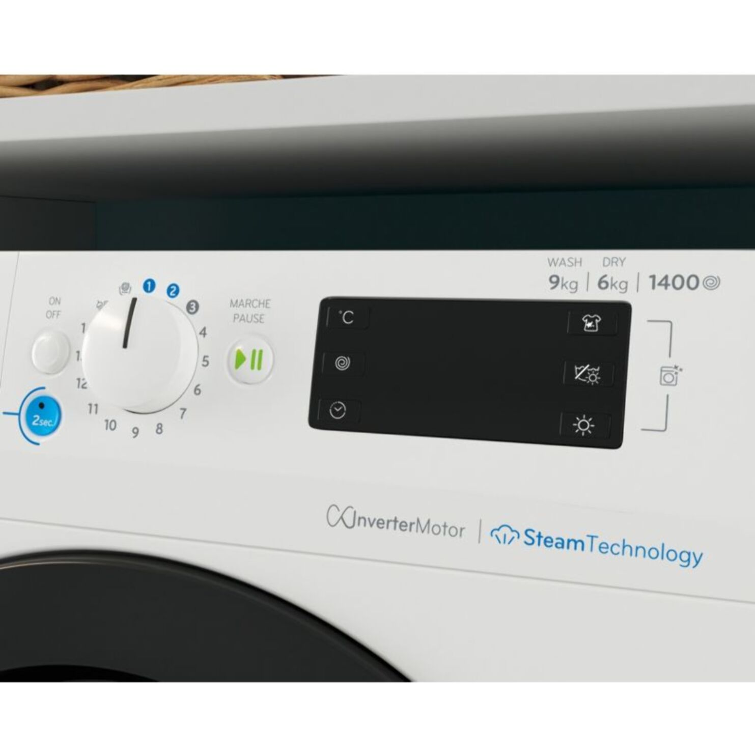 Lave linge séchant hublot INDESIT BDE96435WKVFR - 9/6 kg - 1400 tr/min - Classe D - Moteur induction