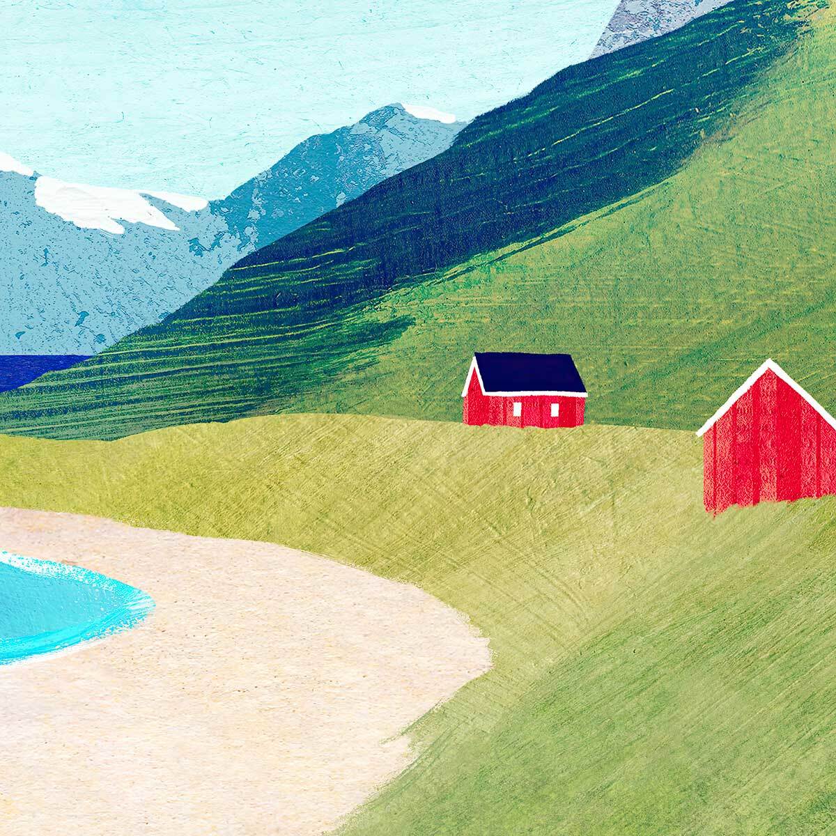 Papier peint panoramique cabanes en scandinavie Intissé