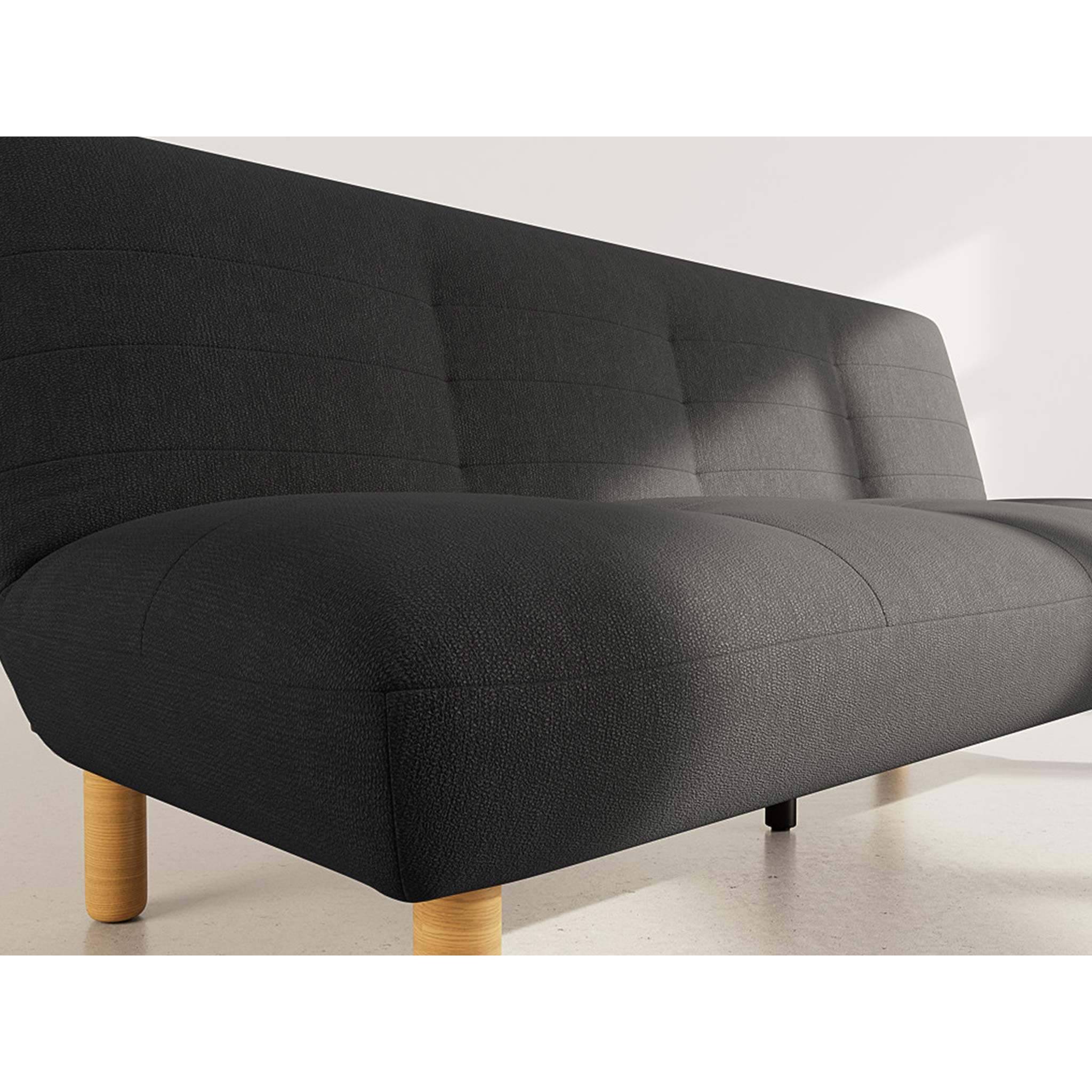 Soan - Banquette 2 places convertible clic-clac en velours texturé - Noir