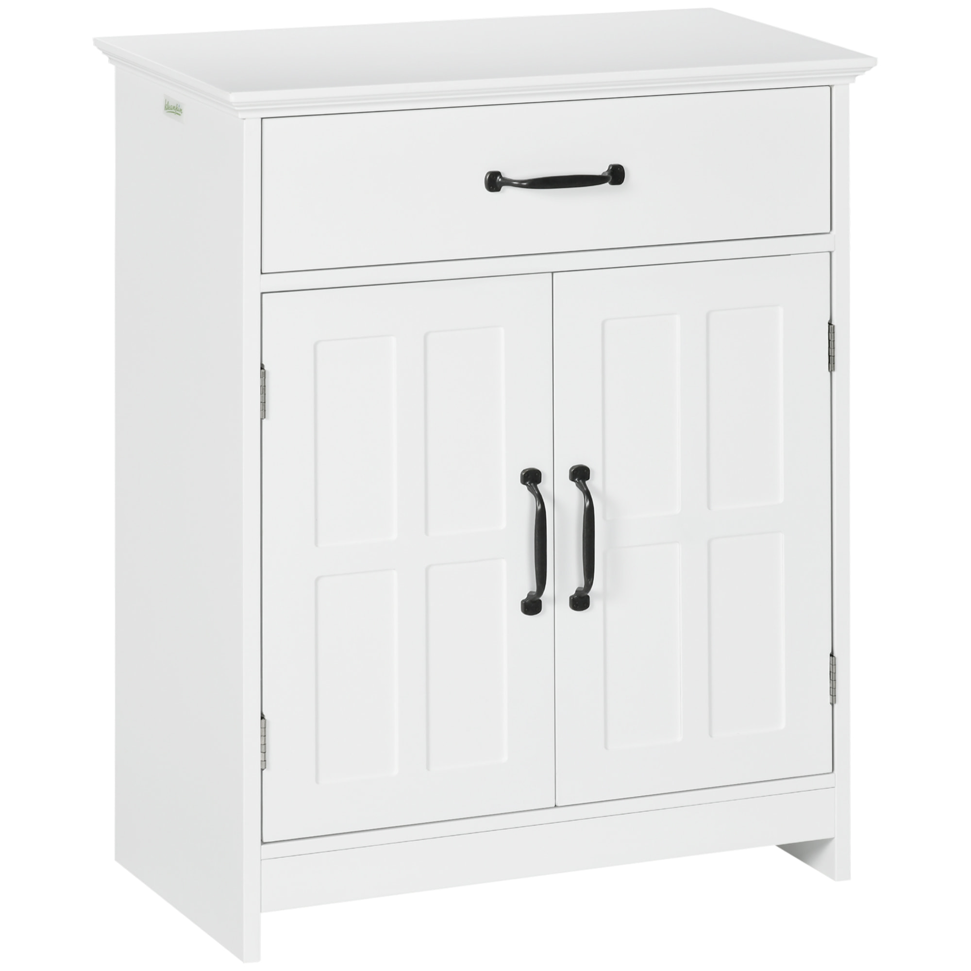 Meuble salle de bain - meuble bas 2 portes étagère tiroir - 60x30x75cm - blanc noir
