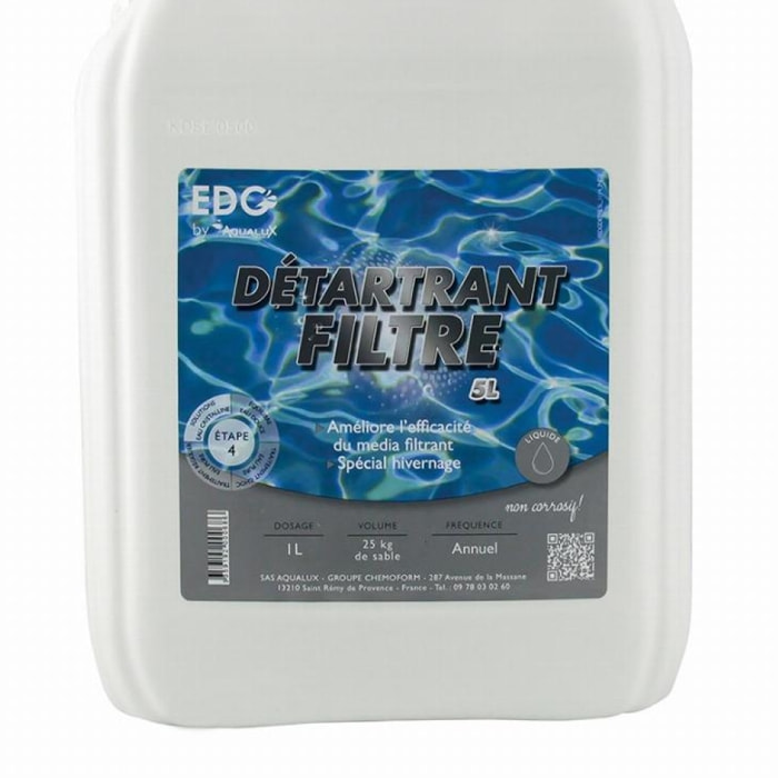Détartrant filtre piscine, bidon de 5L, EDG - AQUALUX - 200068