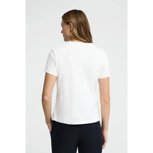 Camiseta blanca de manga corta y cuello redondo con bordado Rigby Go