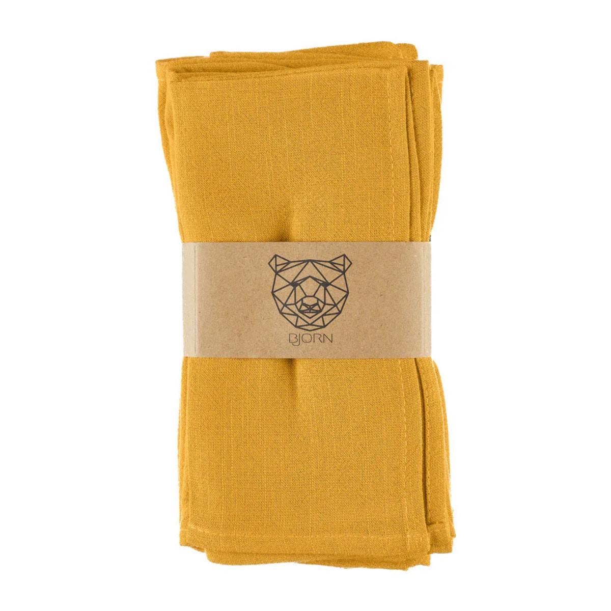 Serviette de table - 6 pièces - Lin et coton jaune moutarde