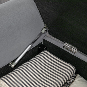 Banc coffre banquette coffre de rangement velours dim. 126 x 48,5 x 57 cm piètement bois hévéa noir gris