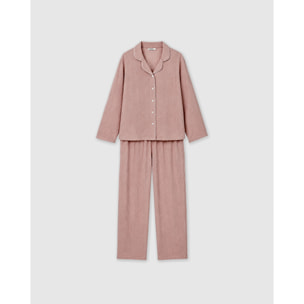 Pigiama lungo camicia in mussola rosa