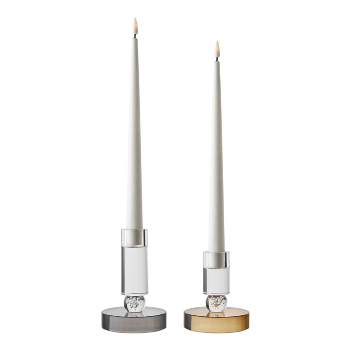 Portacandela in vetro grigio e bianco ø9x13 cm — Vikasa Home