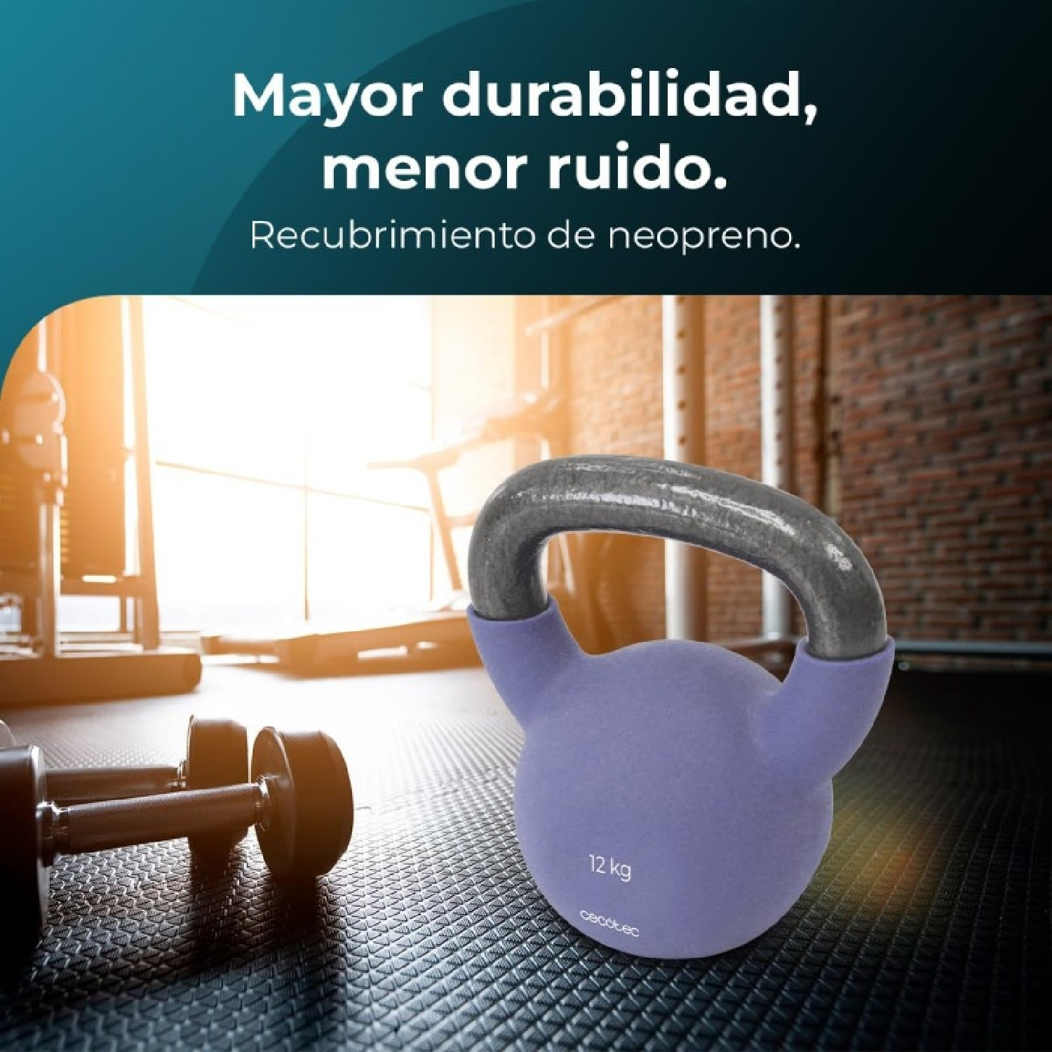 Cecotec Haltère Russe de 12 kg Drumfit KettleBell 12000 Neo. Revêtement en néopr