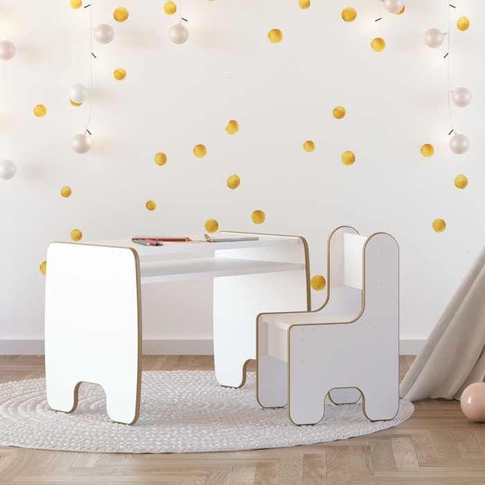 Set Timi Tavolo e Sedia per Bambini in MDF Bianco