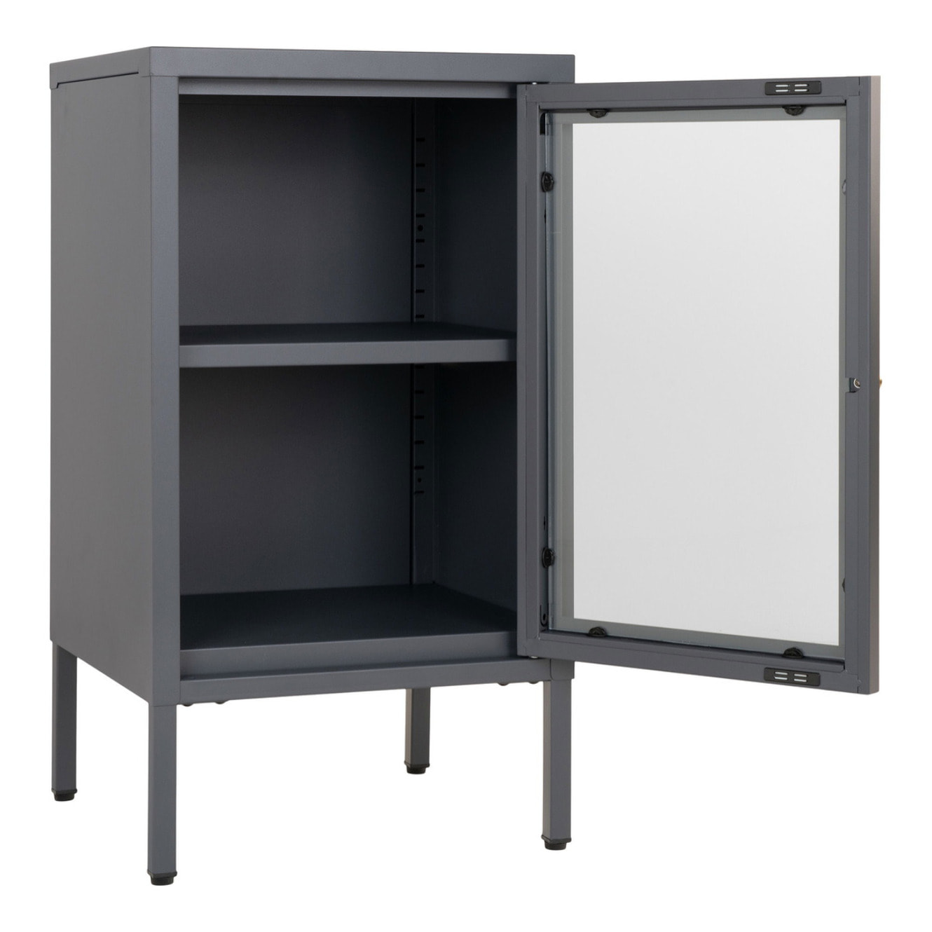 Armadietto Dalby in acciaio e vetro grigio 38x35x70 cm