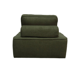 Lot de 2 chauffeuses pour canapé modulable tissu bouclette kaki 1 place Bao. L 90 x P 90 x H 74cm