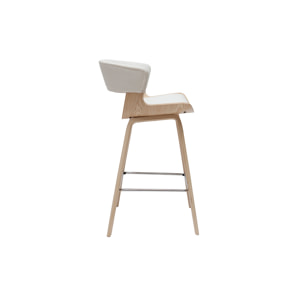 Tabouret de bar design blanc et bois clair H65 cm SYRAH