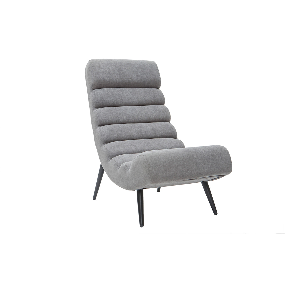 Fauteuil design en tissu effet velours gris et métal noir TAYLOR