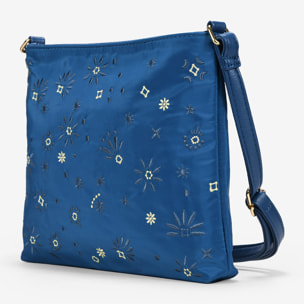 Bolso cuadrado azul con bordado