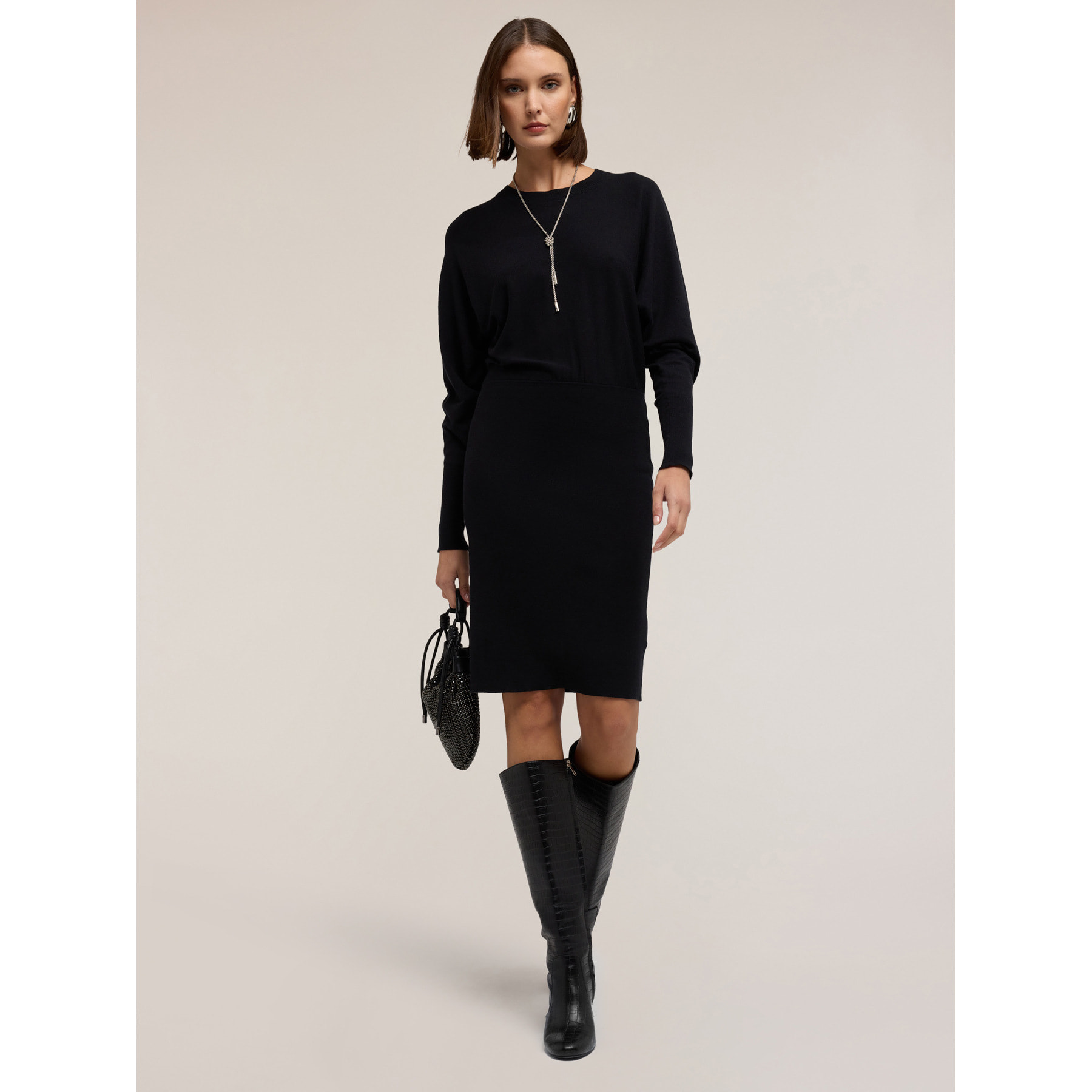 Motivi - Vestito in maglia con maniche kimono - Nero