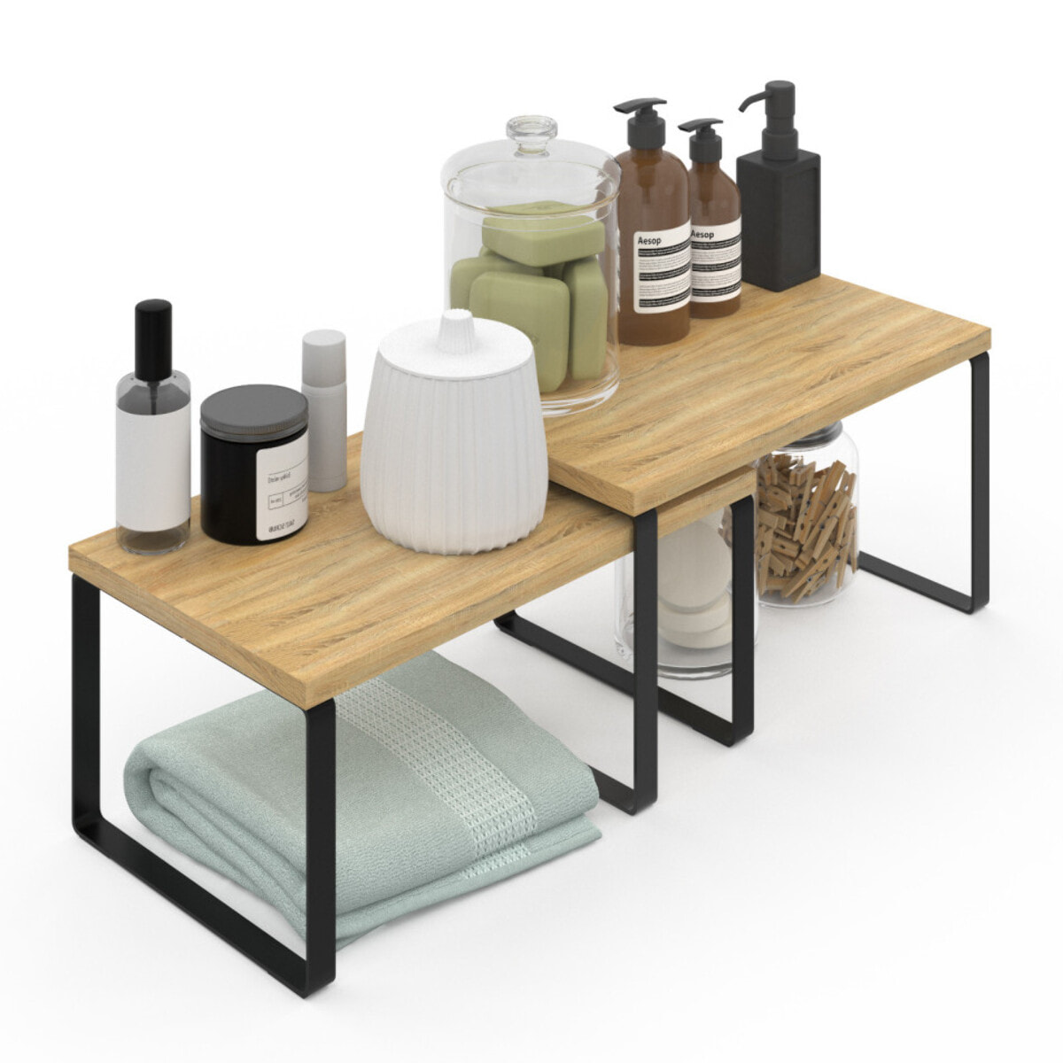 Etagères empilables pour placards - lot de 4