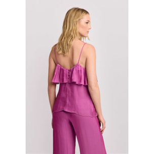 Kocca - Top con maxi volant Donna, Tinta unita, Scollo a V