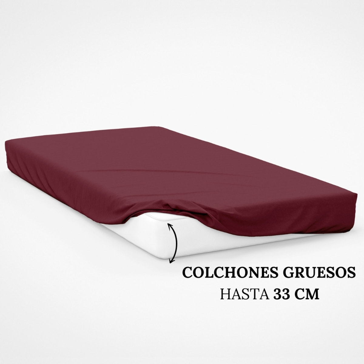 Icehome - Sábana Bajera Lisa - 100% Microfibra - Burdeos 42