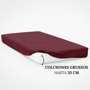 Icehome - Sábana Bajera Lisa - 100% Microfibra - Burdeos 42
