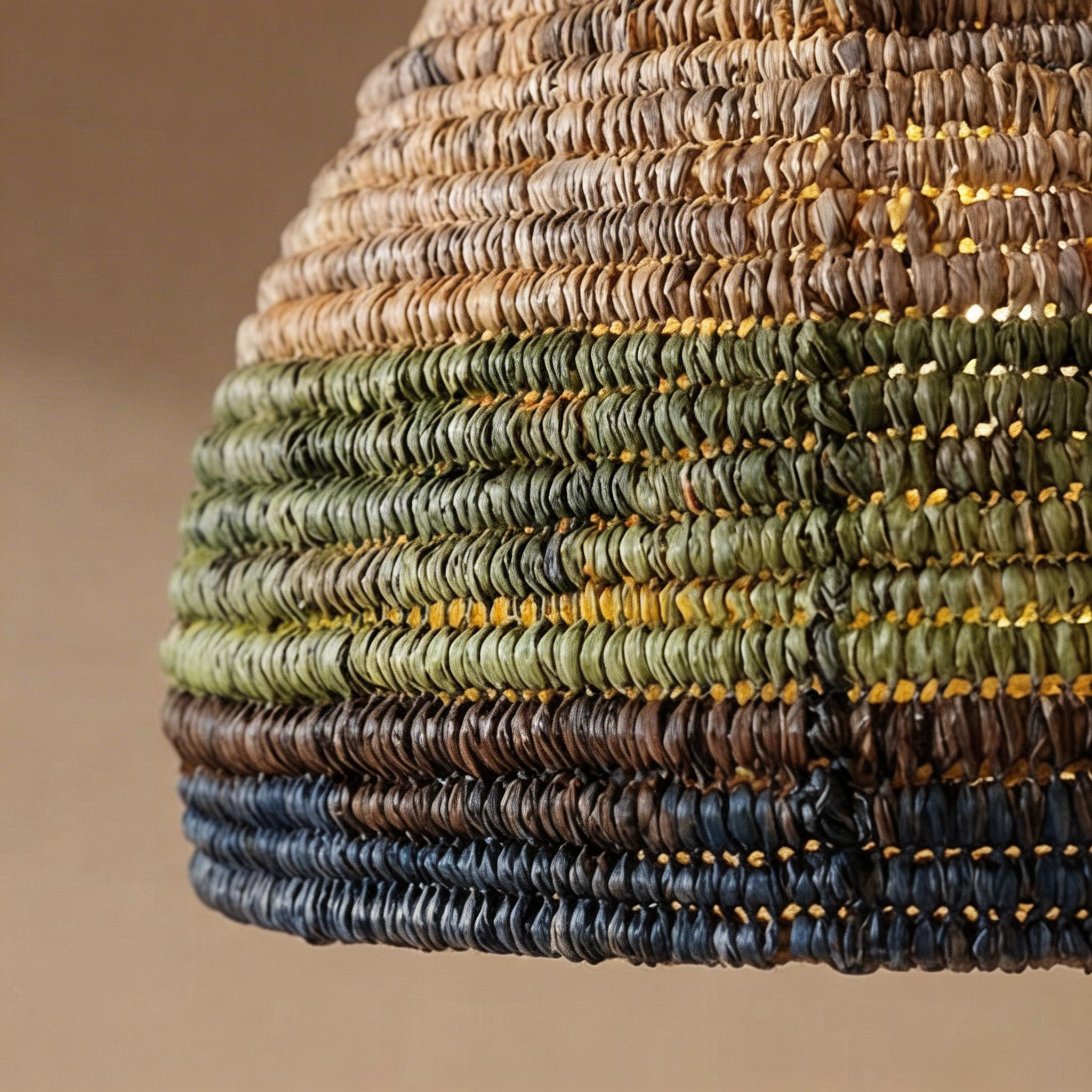 FORLIGHT Korg lampara colgante con pantalla de cuerda natural para bombilla E27