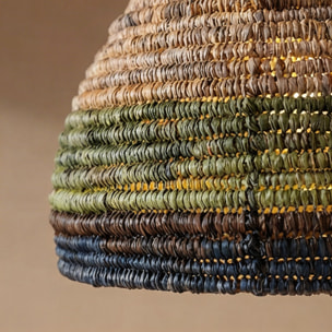 FORLIGHT Korg lampara colgante con pantalla de cuerda natural para bombilla E27