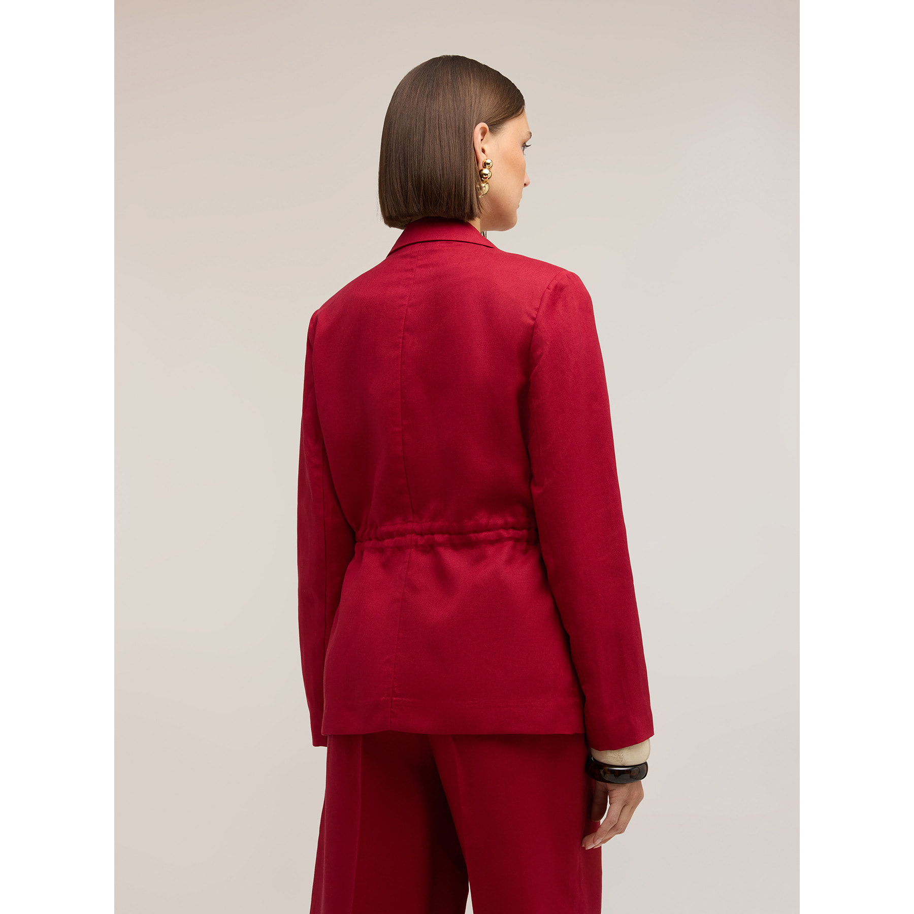 Motivi - Blazer mezcla lino con cordón - Burgundy