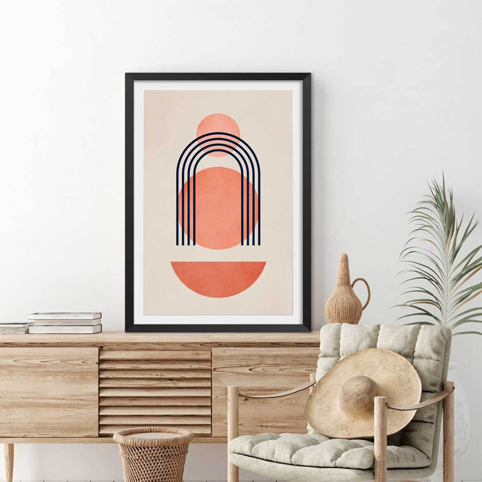 Affiche dessin ""Bauhaus abstrait"" Affiche sous cadre noir