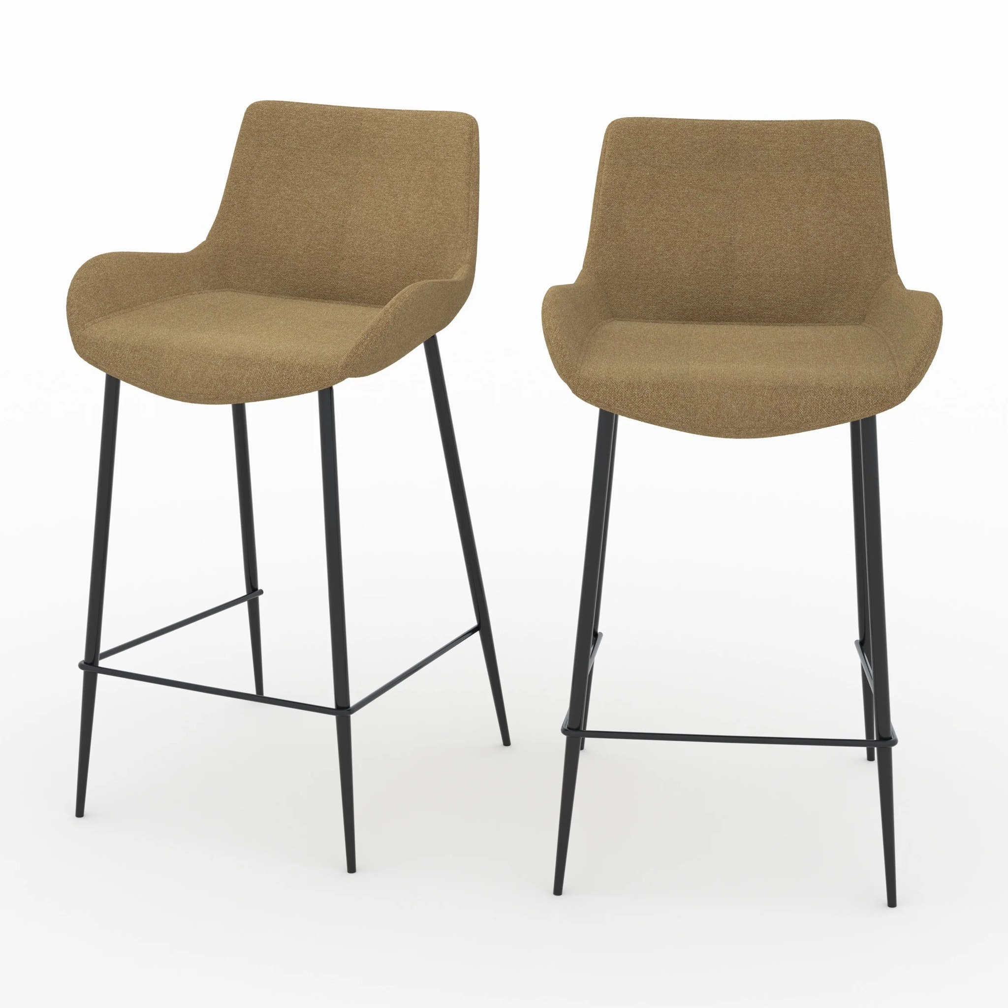 Lot de 2 chaises pour îlot central en tissu jaune 65 cm - Pirata