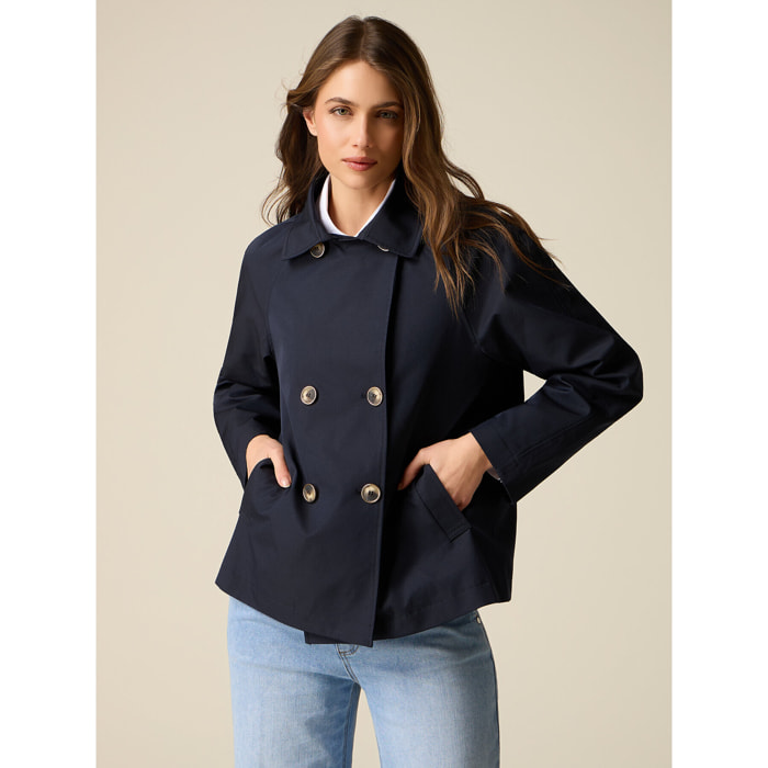 Oltre - Gabardina corta cruzada - Azul