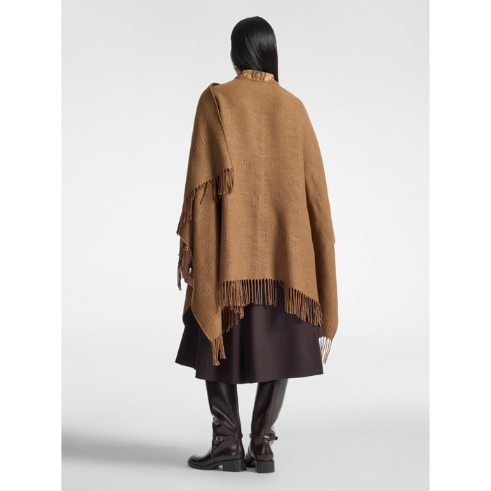 Elena Mirò - Poncho con loghi embossed - Marrone