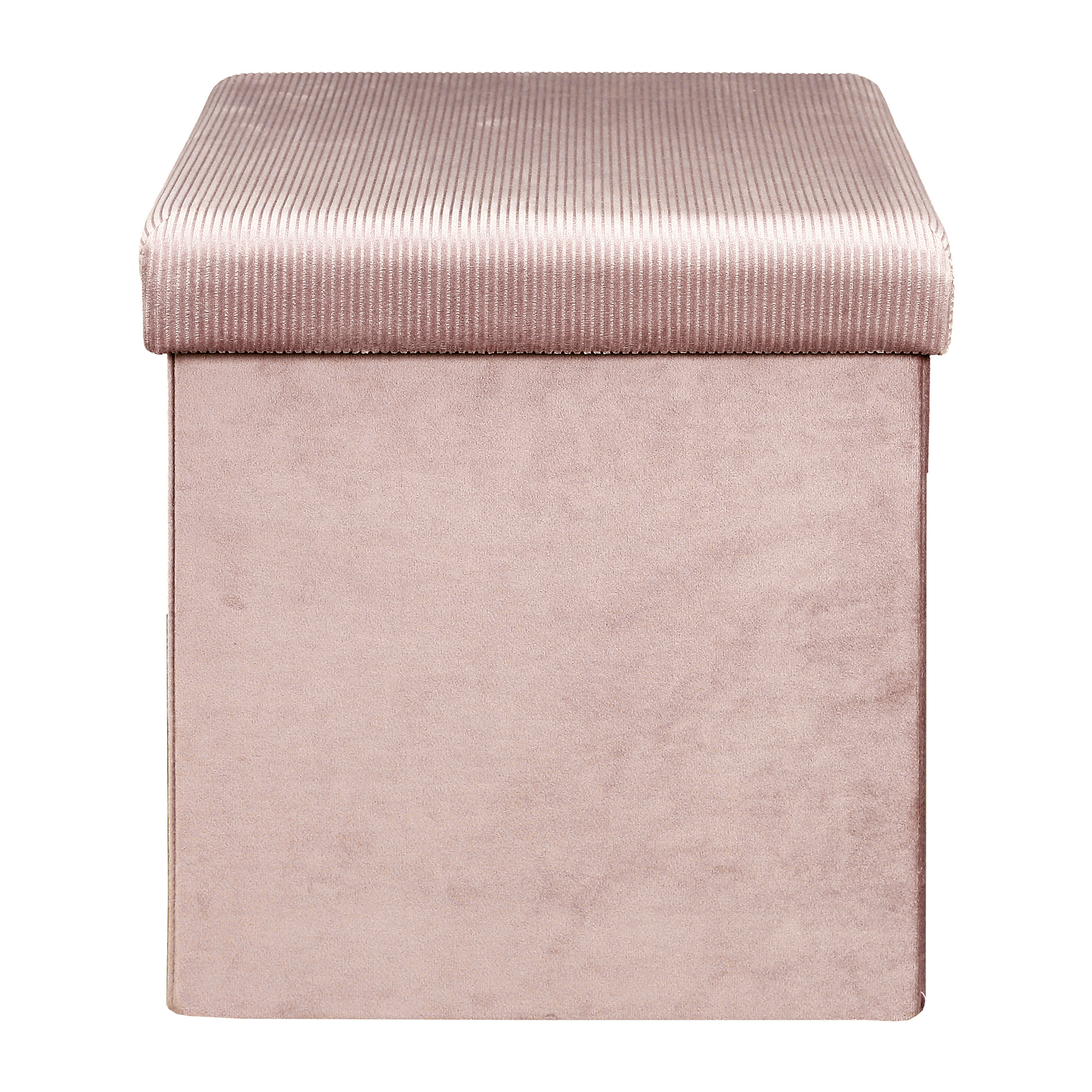 Coffre Pouf Pliable Velours Cotele Giulia Rose