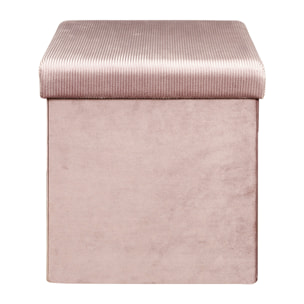 Coffre Pouf Pliable Velours Cotele Giulia Rose
