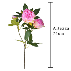 Peonia Con 3 Fiori. Altezza 74 Cm - Pezzi 4 - 17,8X74X27,9cm - Colore: Altro - Bianchi Dino - Fiori Artificiali