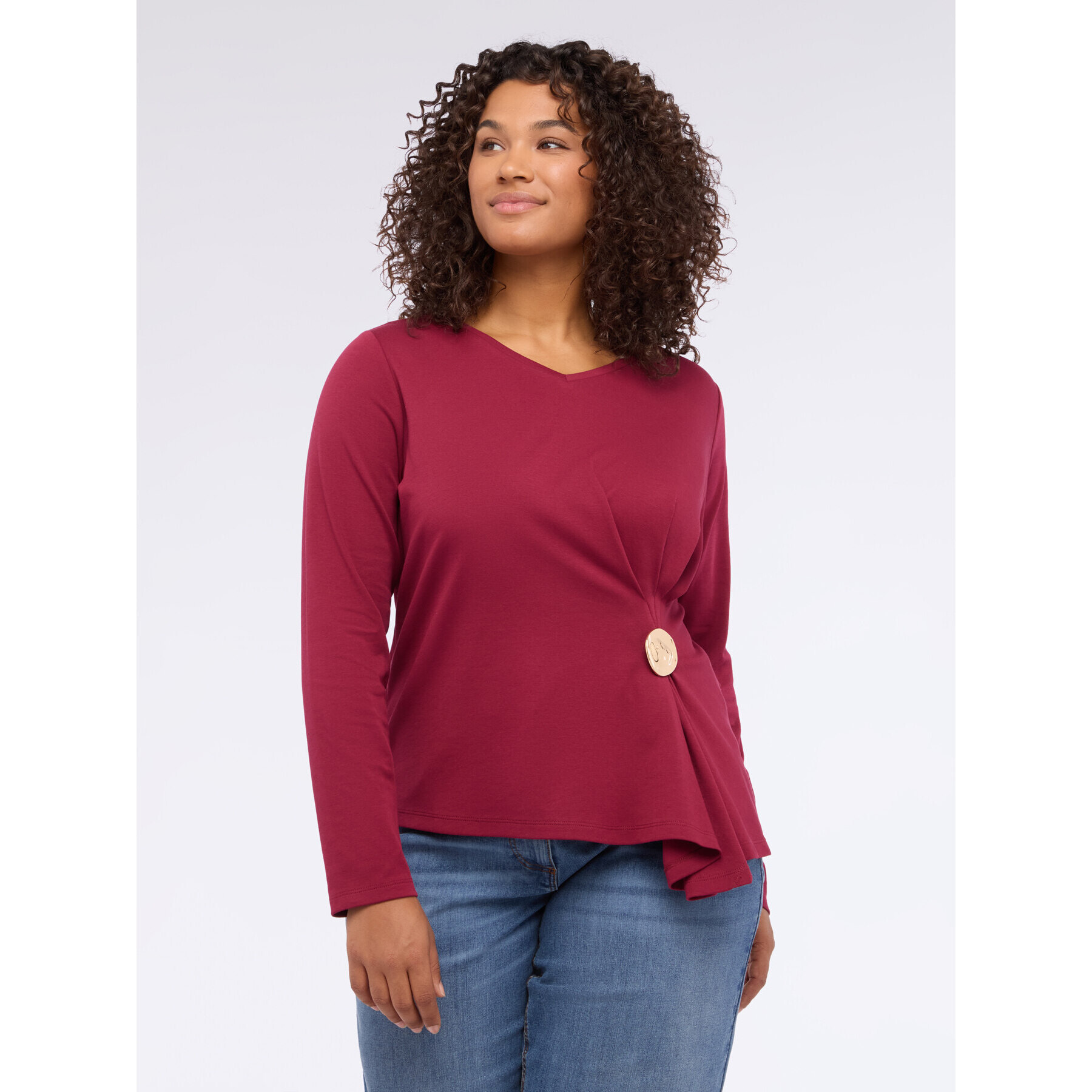 Fiorella Rubino - Camiseta de jersey con diseño cruzado - Burgundy