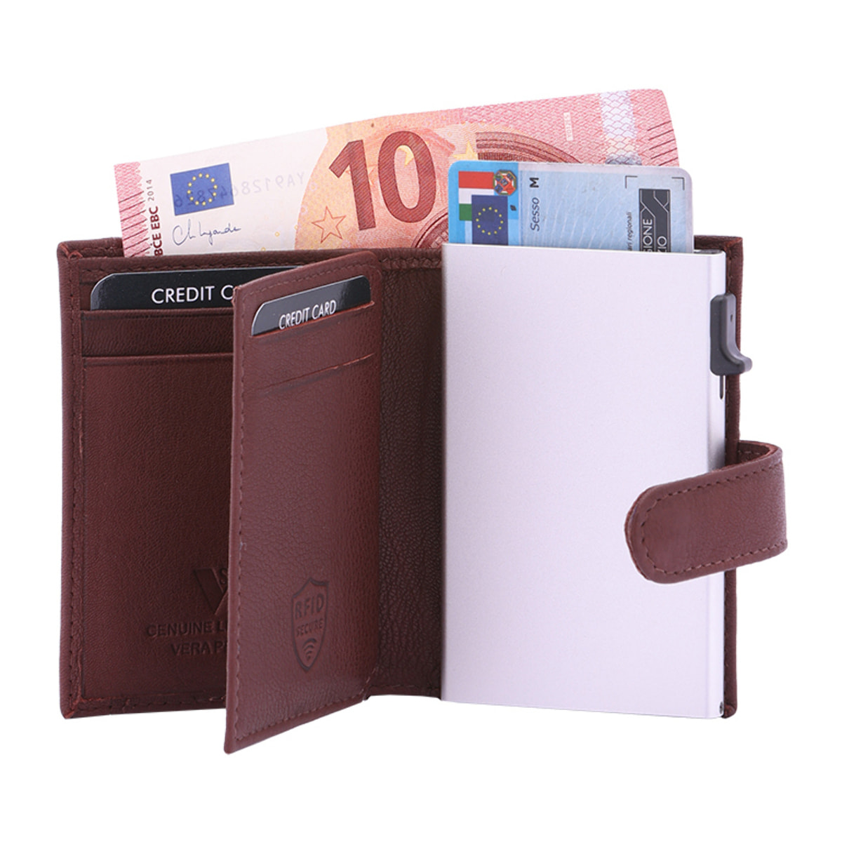 Portafoglio  da uomo In Vera pelle Made in Italy 7,5x10x2,5 cm