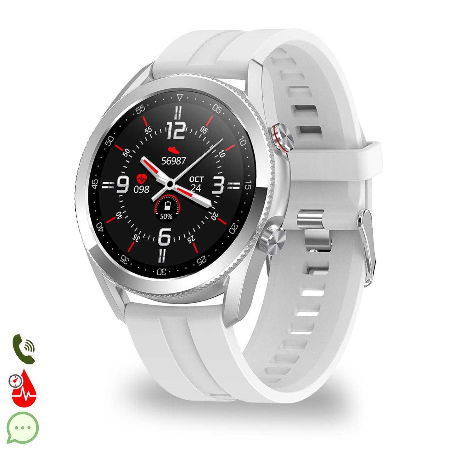 Smartwatch L19 con notifiche app. Monitor della salute con monitor ECG, pressione sanguigna e ossigeno.