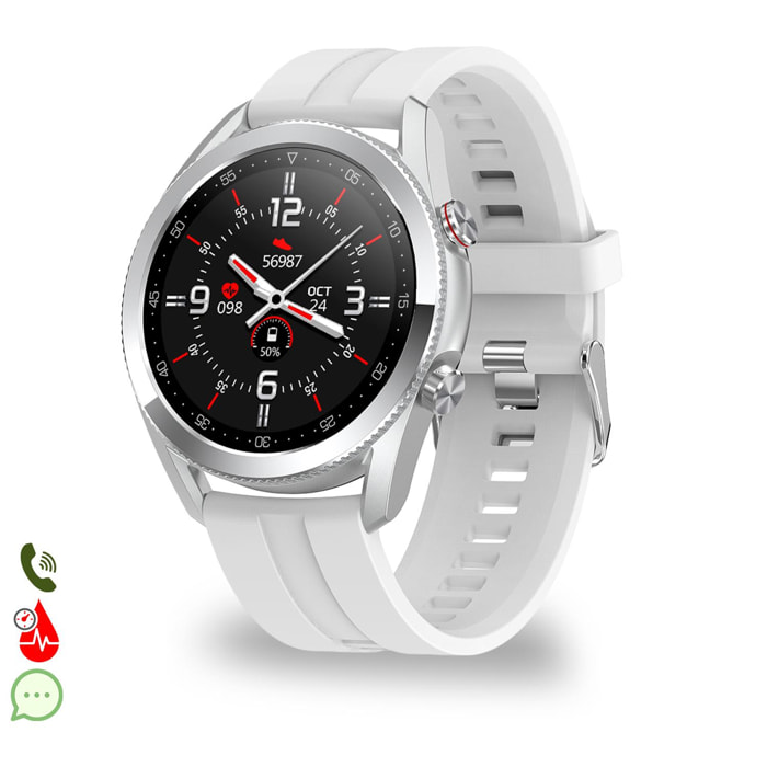 Smartwatch L19 con notifiche app. Monitor della salute con monitor ECG, pressione sanguigna e ossigeno.